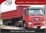 Transport Sand Stone Coal Dump Trailer Truck 3 Axles 80 Tons In Blue And Red