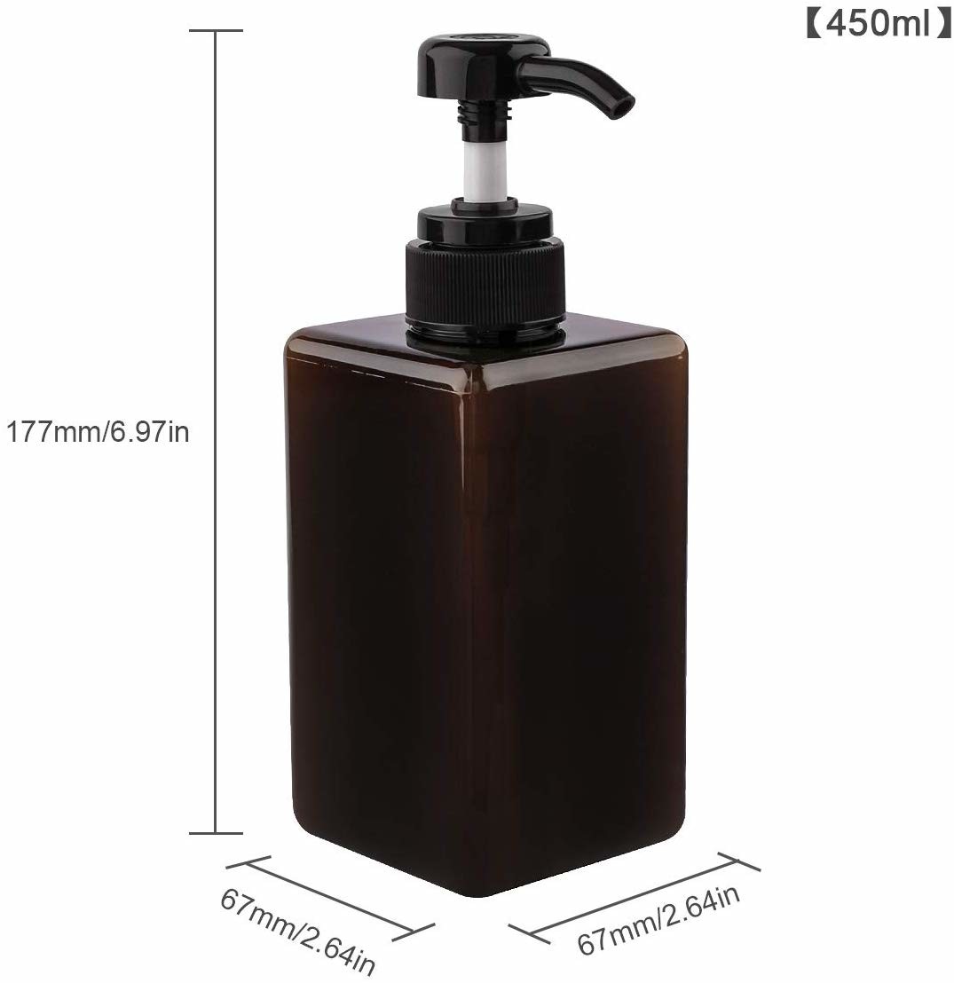 Square Brown Cosmetic PETG Bottle 450ml Large Capacity Reusable