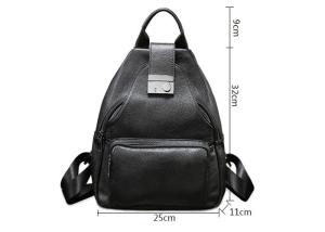 Quality Casual Vintage Large Womens Backpack Bags , Lady Solid School Black Leather Rucksack wholesale