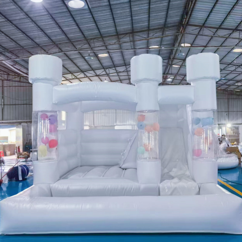 Wedding White Bounce House Commercial Pvc Inflatable bouncy castle With Slide