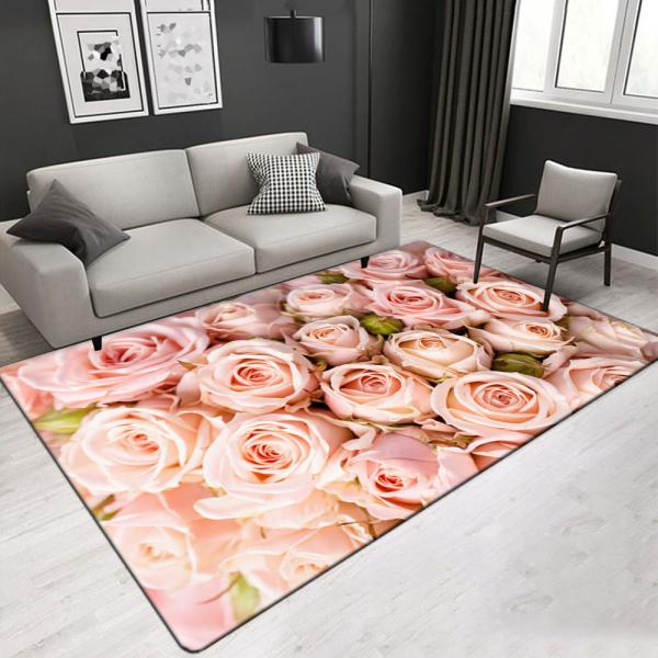 Nature Landscape 3D Printed Flower Polyester Fiber Living Room Carpet Hotel Area