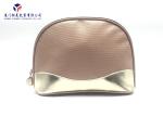 Semicircular Shape Leather Cosmetic Bag Black Oxford Cloth Lining Materials