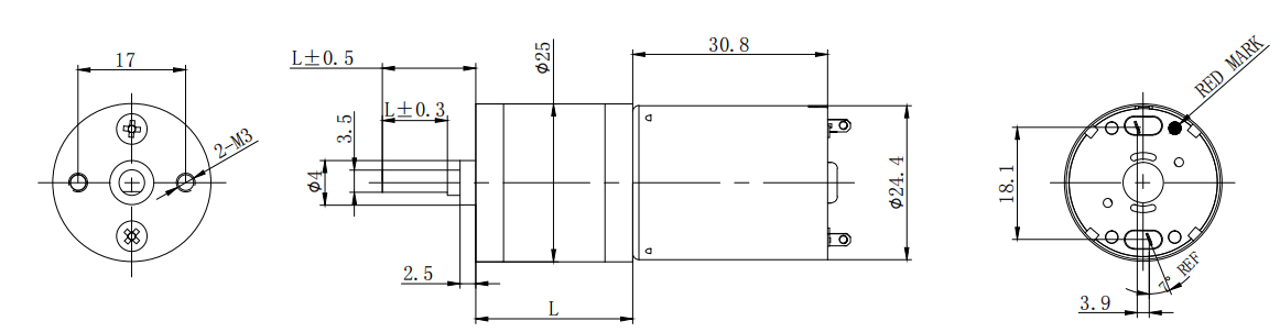 25mm 370 Gear Reduction Box 12 Volt DC Motor With Gearbox Small High Torque DC Motor Dimension