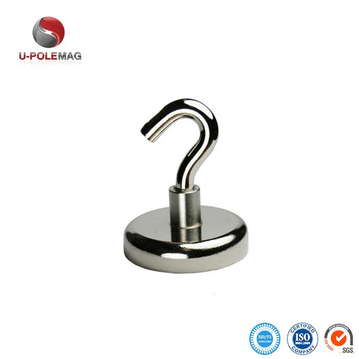 A3 steel NdFeB magnet 148 LBS 67 KG Pulling Force D48mm Rare Earth POT Magnet with Eyebolt