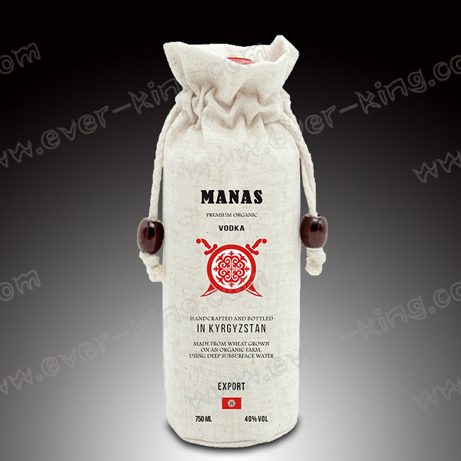SGS Drawstring Cotton Cloth Wine Gift Bags For Liquor