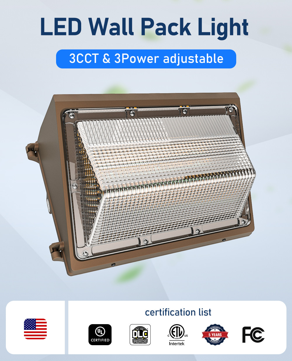 LED Traditional Wall Pack Light 140Lm/W AC120-277V/AC347-480V 80W 100W 120W Tunable