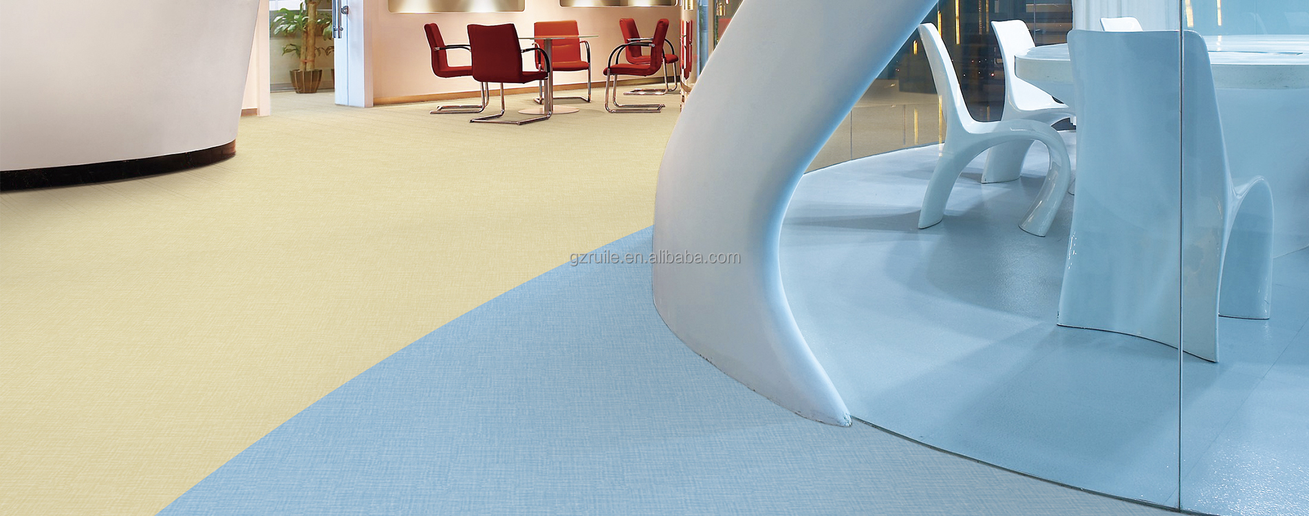 Yellow Heterogeneous Flooring Carpet Vinyl Floor Sheet Roll 2000mm Width