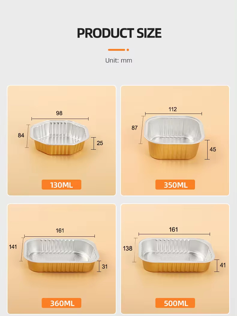 7oz Smooth Wall Foil Cake Cup Disposable Baking Tray Rectangular Aluminum Foil Container