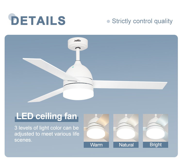 52 Inch Multi Color Ceiling Fan with Remote Control and LED Light Function