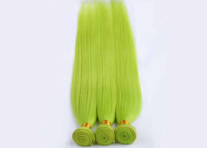 Fluorescent Green Virgin Human Hair Extensions Full Tightened NO Bad Smell