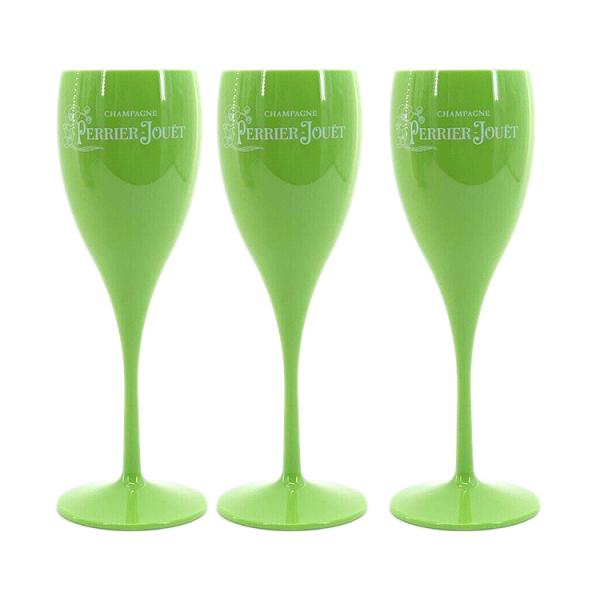 Green Perrier Jouet Polycarbonate Plastic Champagne Glasses Flutes For Tub