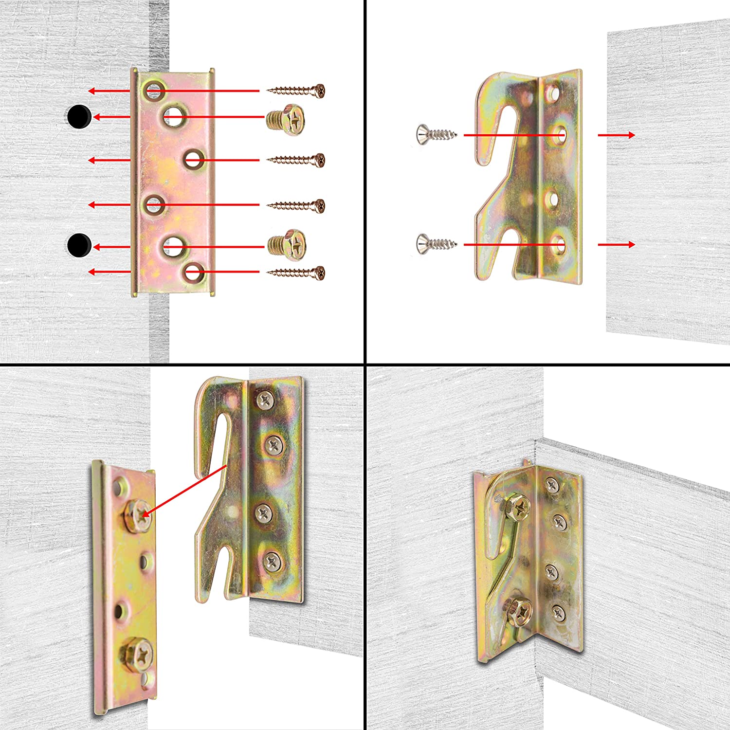 0.52kg Wooden Bed Rail Hooks Durable Hardware for Home Furniture Improvement Projects
