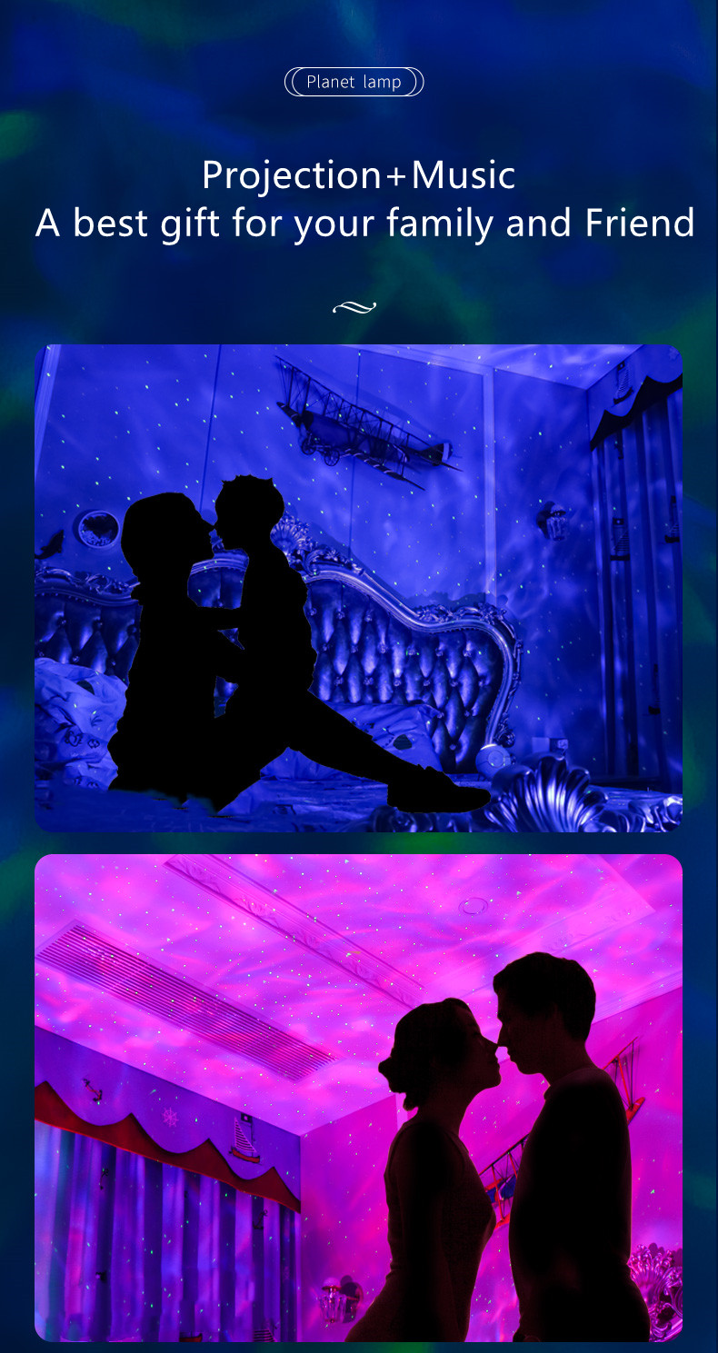 New Romantic Planet Galaxy Laser Projection Lamp 14 Lighting Modes and Built-in Music Bedside Night Light With Remote Co