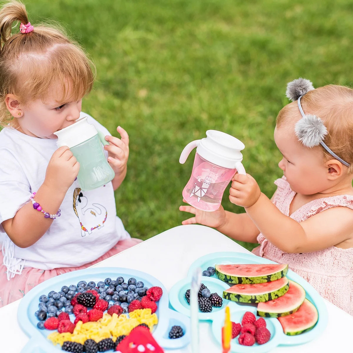 360 Degree Training Non Spill infant feeding cups with Handle OEM slow flow sippy cup