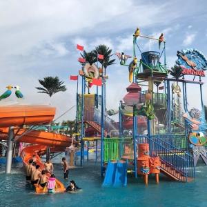 Quality Multicolored Splash Water Playground Aqua Park Equipment 45KW With Kids Slide wholesale
