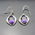 Sterling Silver Blue Topaz Cubic Zircon Dangle Earrings(PSJ06215)