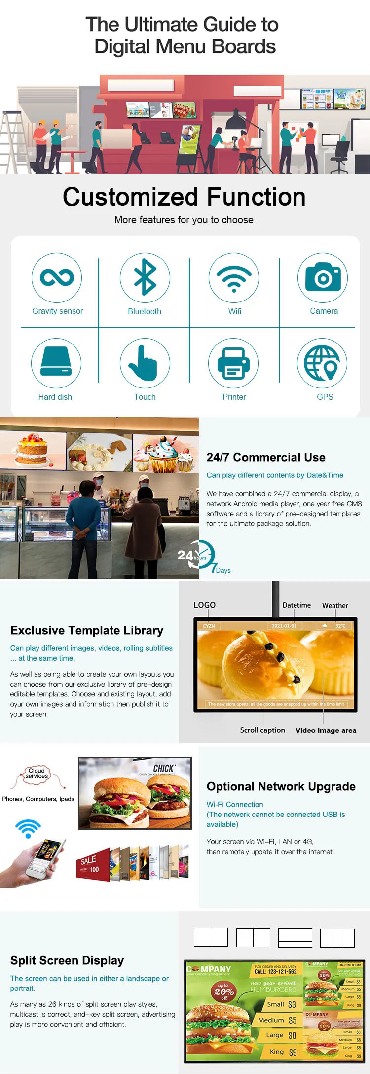 43 Inch LCD Shop Advertising Display Screen 350cd/m2 Brightness