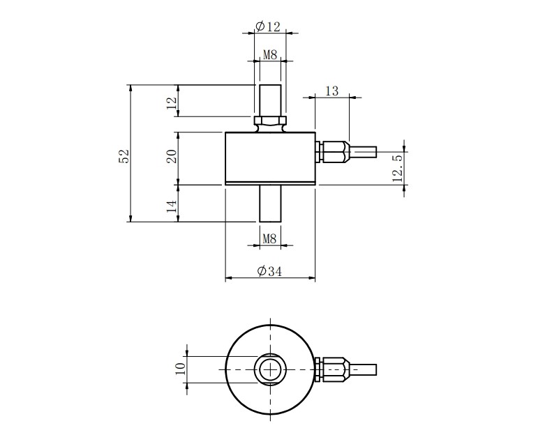 50-1000kg Compression Force Transducer 700 Ohm Strain Gauge Force Sensor