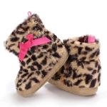 Wholesale Velvet bow Leopard print indoor booties Newborn shoes baby boots
