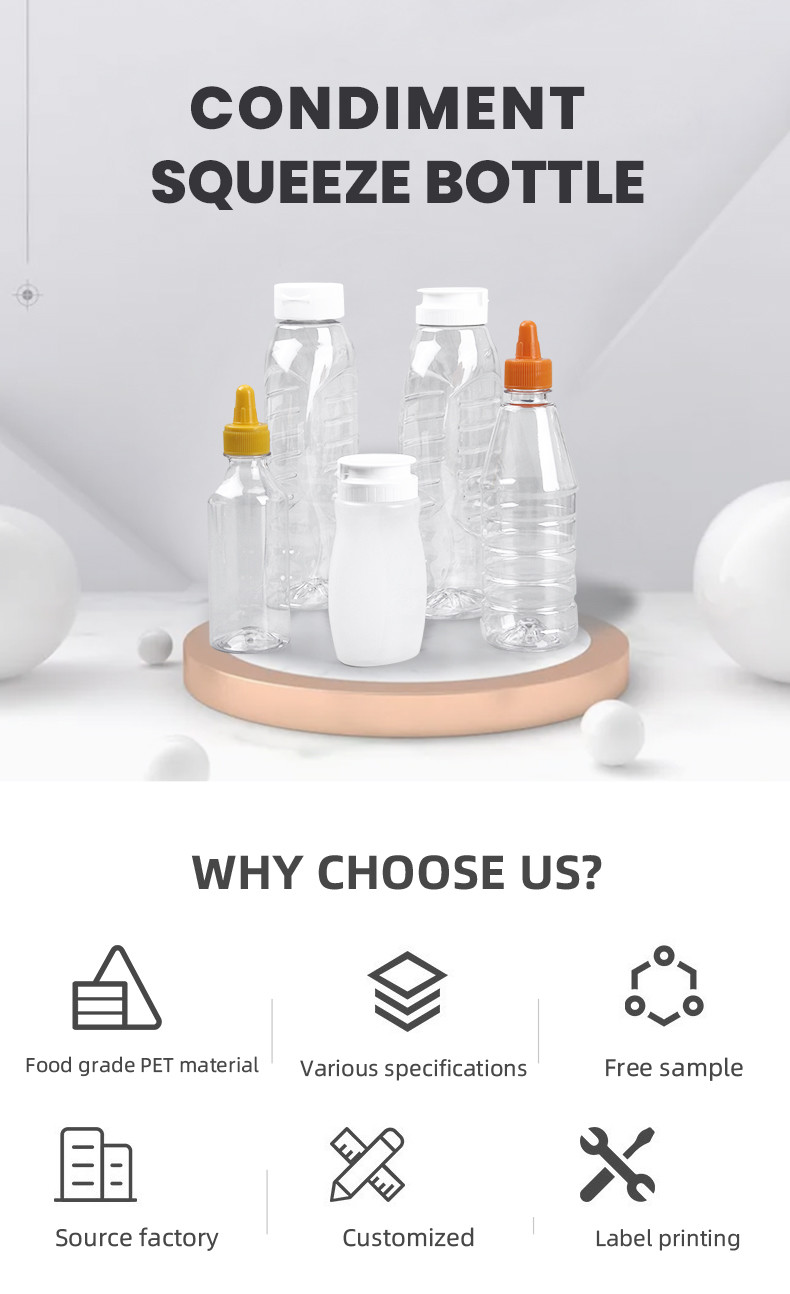 Cylinder Plastic Squeeze Sauce Bottle Dispensing Squeezeable Sauce Container Closure Type
