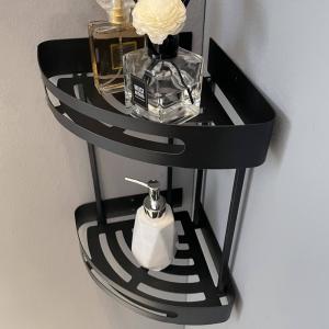 Quality Wall Mounted SS304 Bathroom Storage Shelves Double Layer Corner Racks wholesale