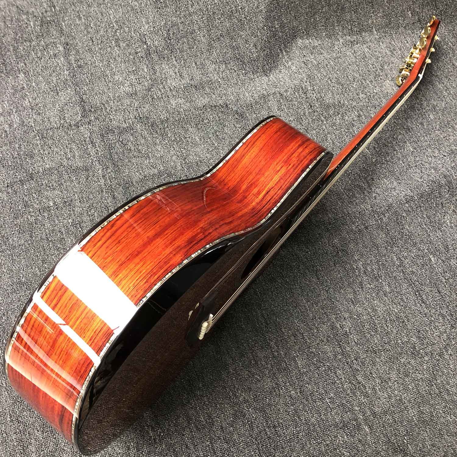 Custom Aaaa All Solid Koa Wood Top Cocobolo Back Side Acoustic Guitar with Armrest