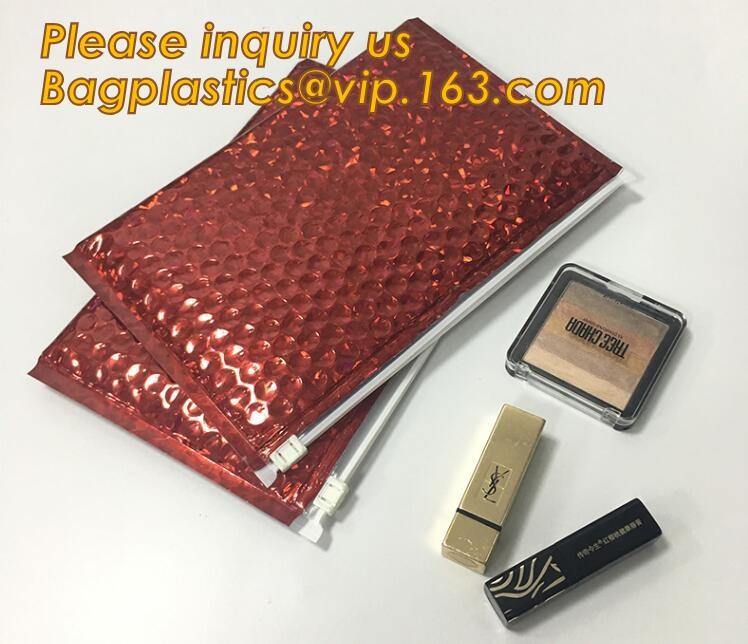 Cosmetic Pink Slider Padded Bag/Silver k Bag With Bubble,Padded Envelopes Cheap Aluminium Foil k Holographic