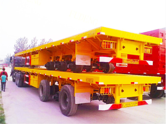 40 Foot Flatbed Container Trailer Equipment First Axle Lift , High Bed Trailer