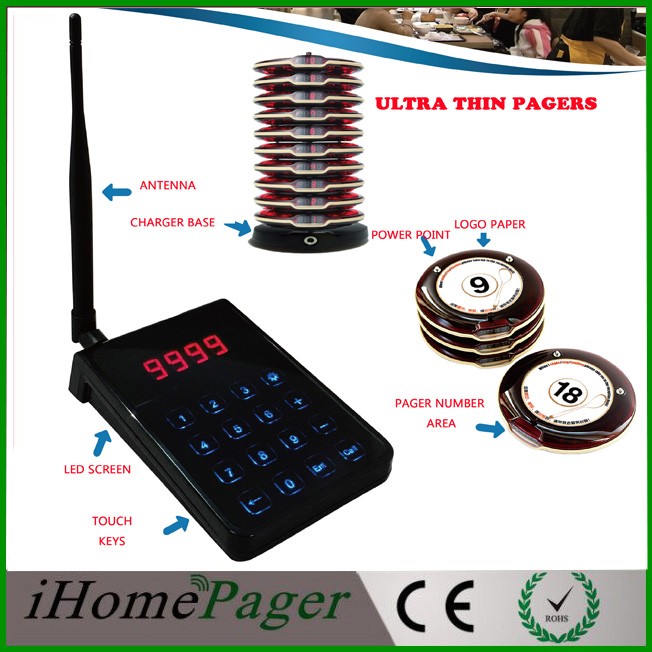 new product touch screen keyboard take food pager system for fast food restaurant