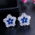 Flower Stud Earrings Women Luxury Shiny CZ Earring Fashion Contracted Wedding