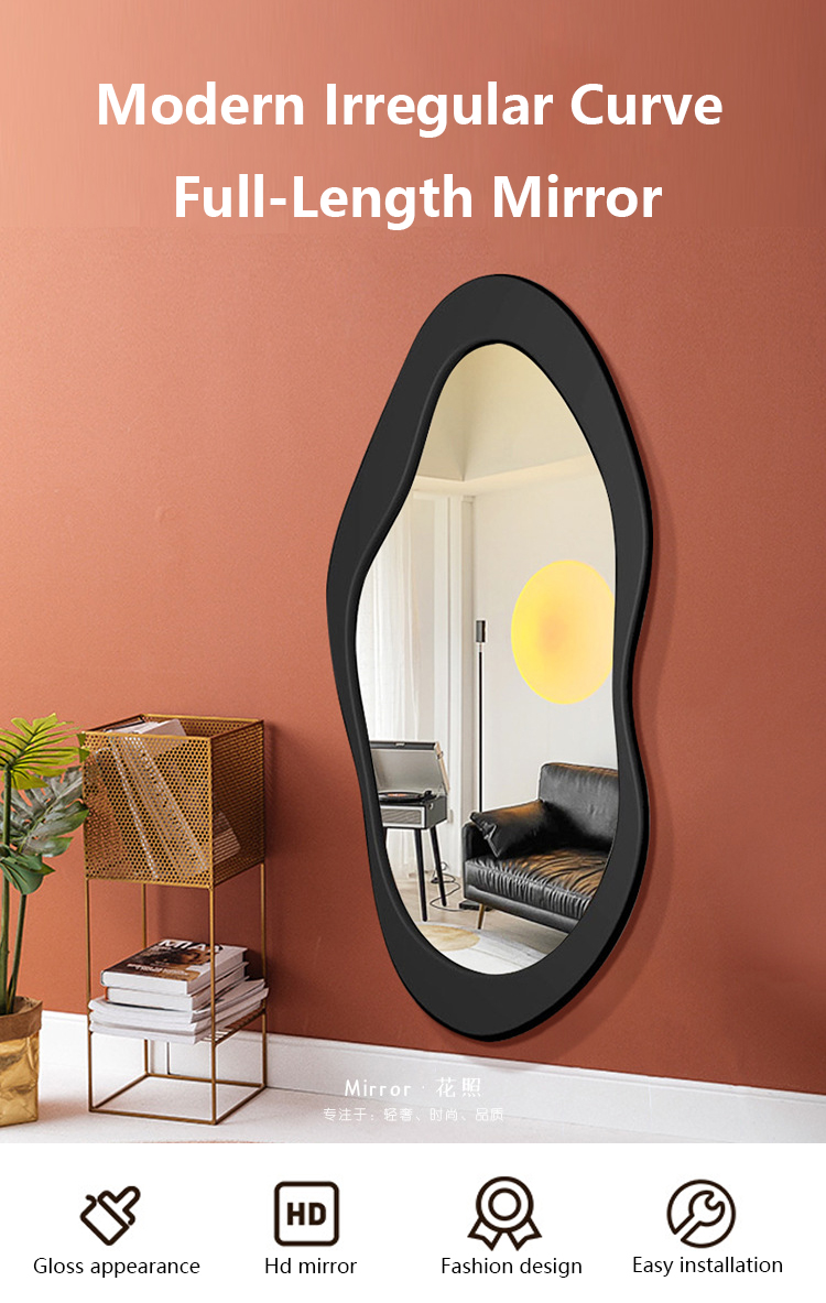 60x160cm Wooden Frame Freestanding Floor Mirror Black White