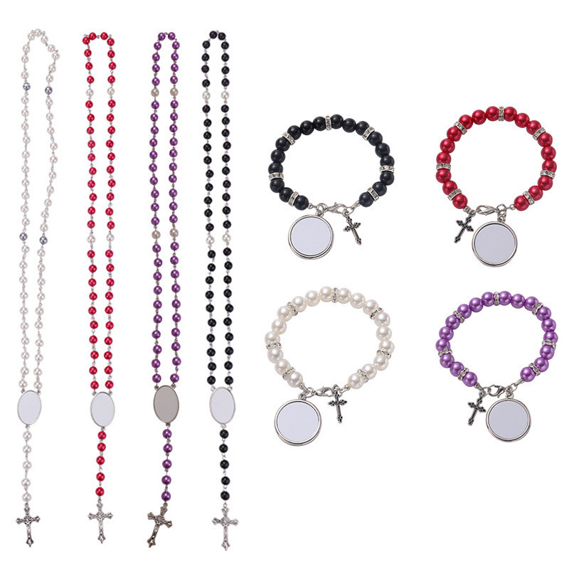 Customizable Photo Insert Sublimation Rosary Beads Necklace Sublimation Blank Photo Necklaces