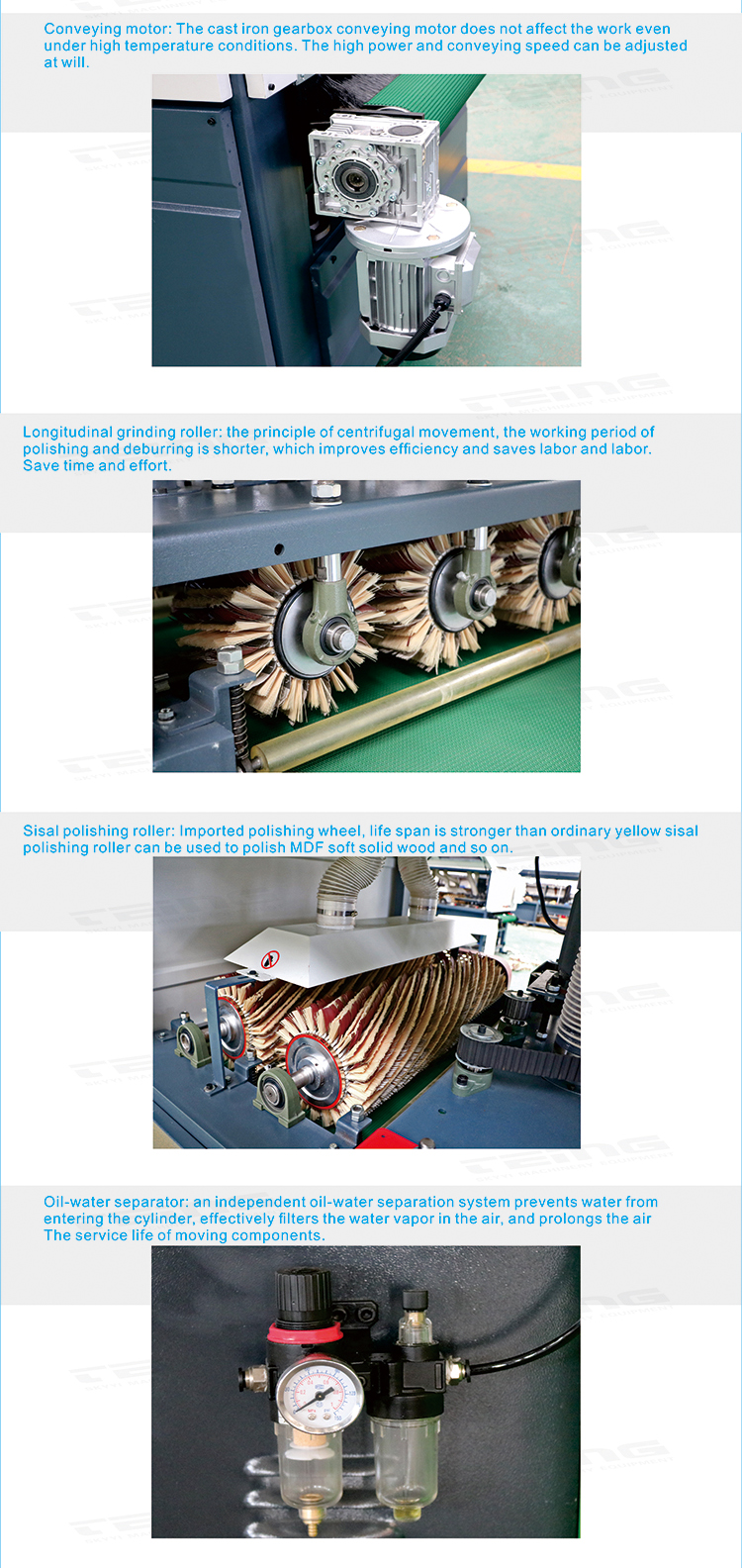Woodworking Machinery TDR-1000 Wood Brush Polishing Machine For Woodworking Combinate
