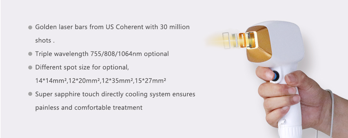 3 Wavelength 755/808/1064nm Diode Laser Body Hair Removal Machine for Skin Type I-VI