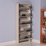 Wooden Simple Brown Mirror Shoe Rack Cabinet For Apartment And Storage room