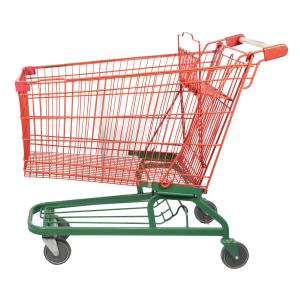 Quality Metal Mesh Basket Trolley Grocery Cart Red Green Wire Shopping Trolley With Bottom Frame wholesale