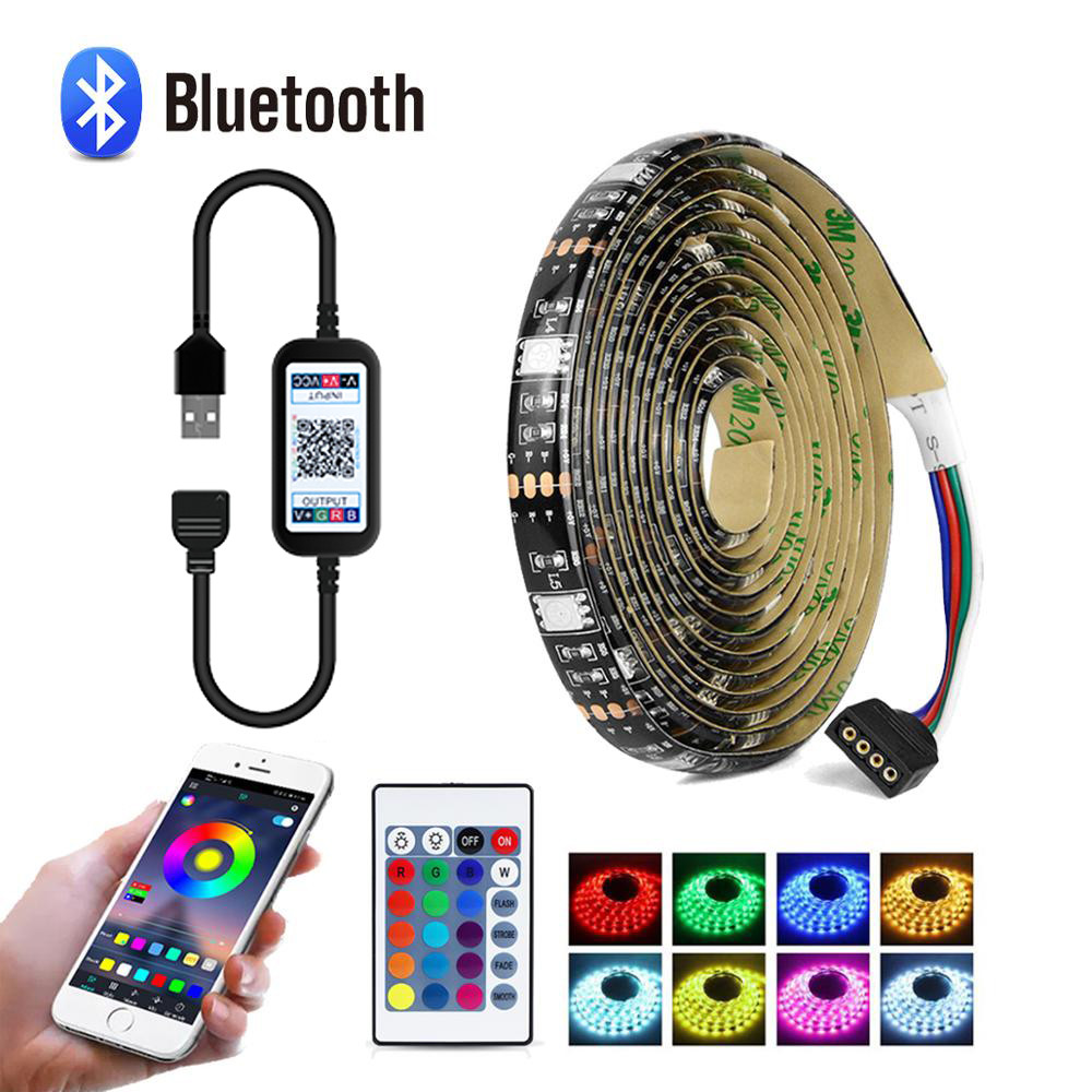 USB Car Headlight LED Tube Strip SMD 5050 RGB Colorful DC 5V Flexible