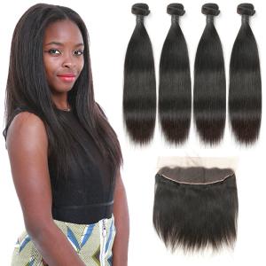 Quality Soft 9A Indian Human Hair Bundles , Virgin Indian Hair Closures Bleached Knots wholesale