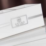 White acrylic with stainless stick tea box can hotel supply