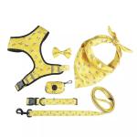 Personalized Pet Harness Set Yellow Color Bowknot Decoration
