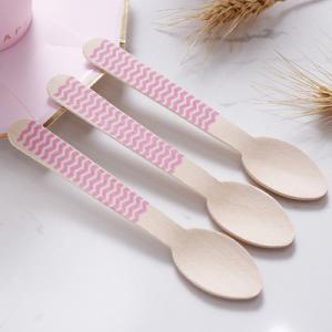 Quality 160mm Dinner Cake Pink Wooden Cutlery Utensils For Celebration wholesale
