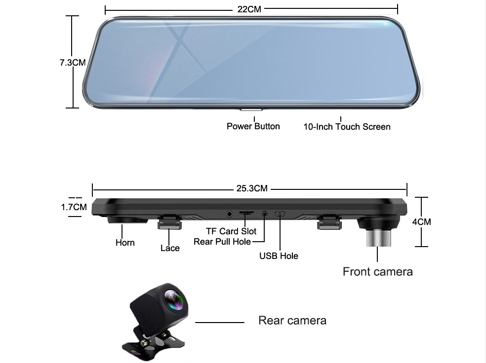 ODM IPS Touchscreen Full HD Car DVR Camera Dual Lens Dash Cam 6X Digital Zoom