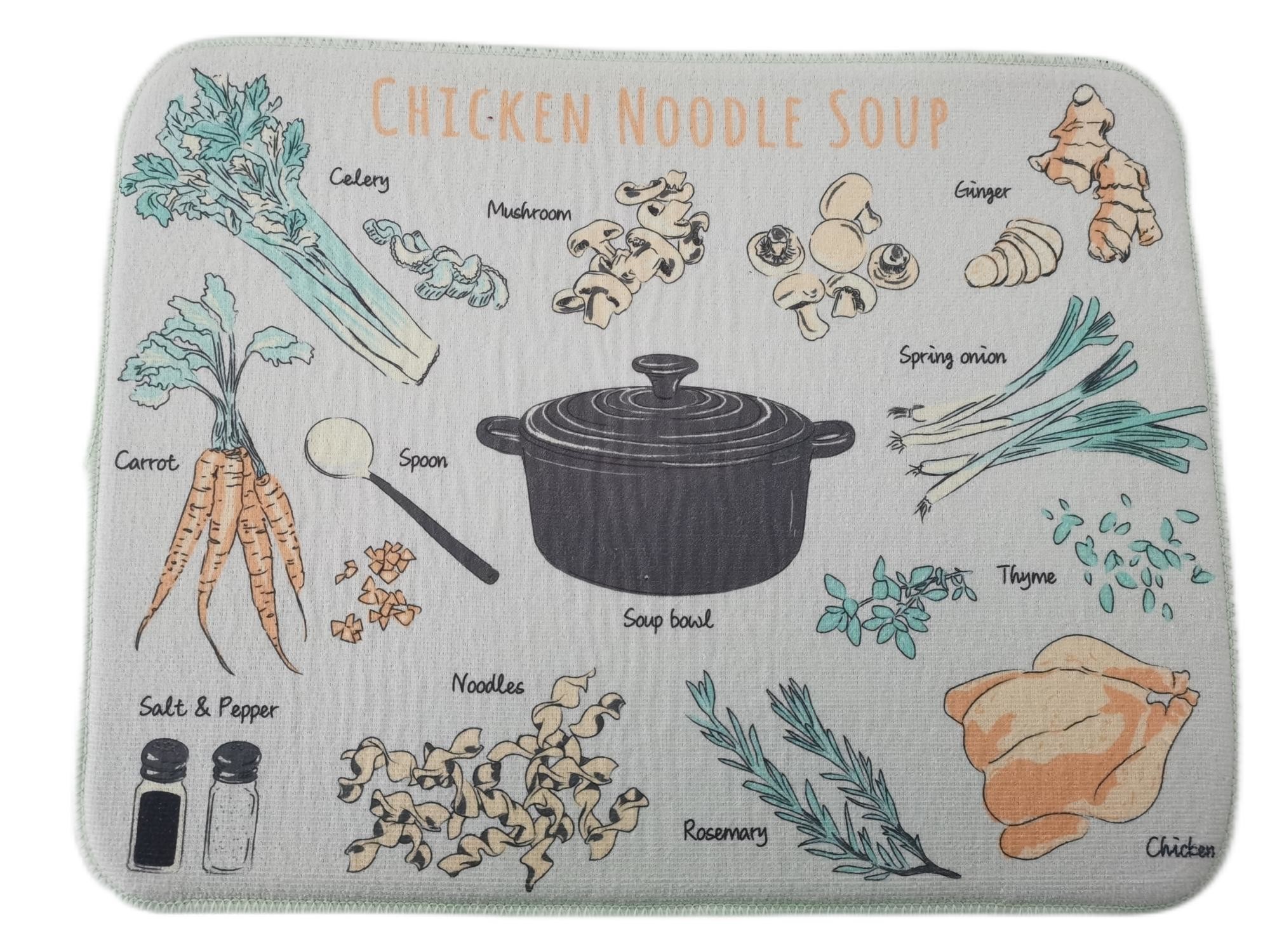 Absorbent Reversible Microfiber Dish Drying Mat Cooking Utensil Design