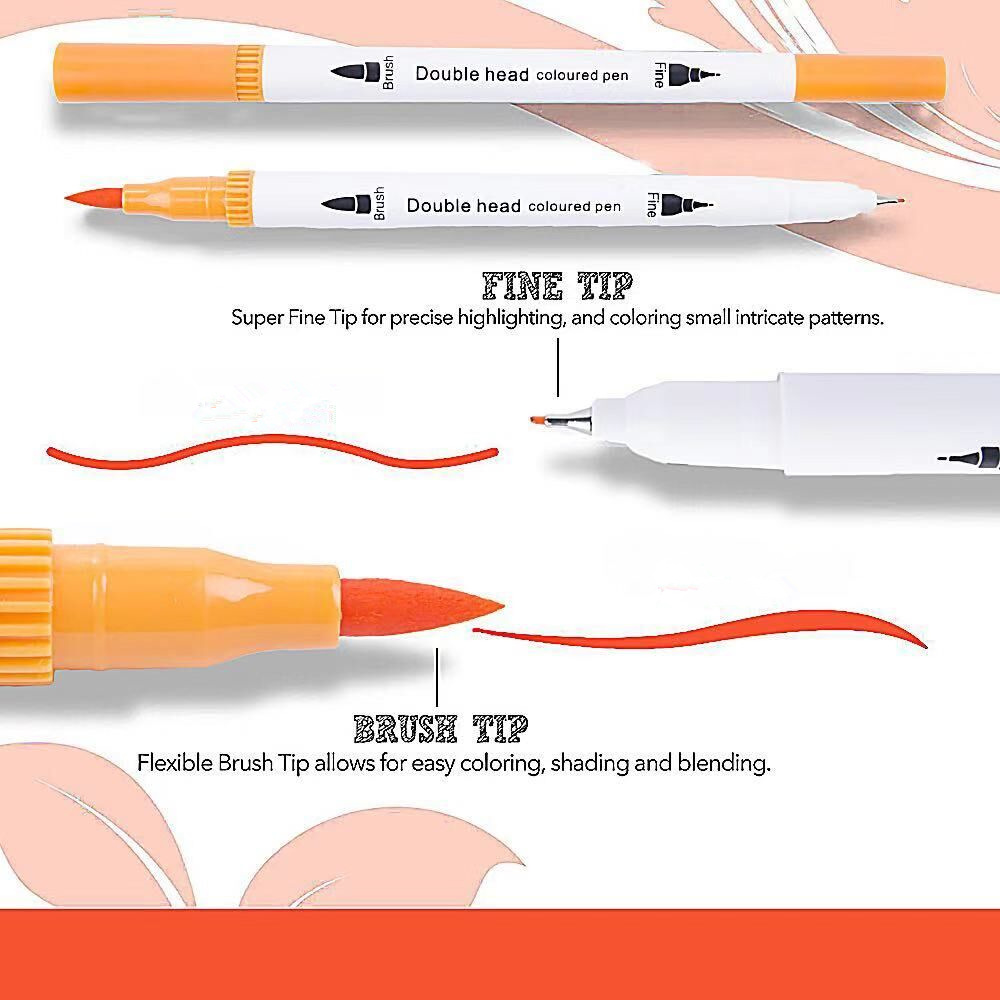 12/24/36/48/60/80/100 Colors Fineliners Water Color Art Markers Pen Dual Tip Brush Set