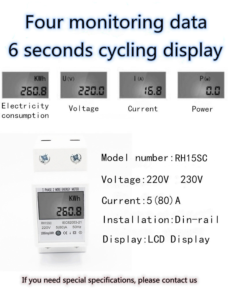 High Quality Single Phase Industrial Watt Hour Meter with LCD display
