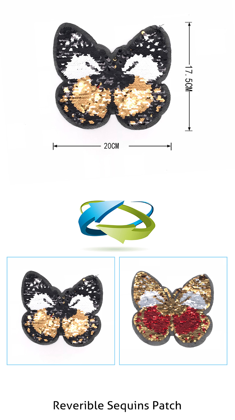 Various Styles Sequin Embroidery Patches Butterfly Series For Garment / Bags