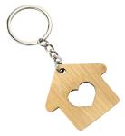 Natural Wooden House Keychain Ring Metal Pendant Bag Gift