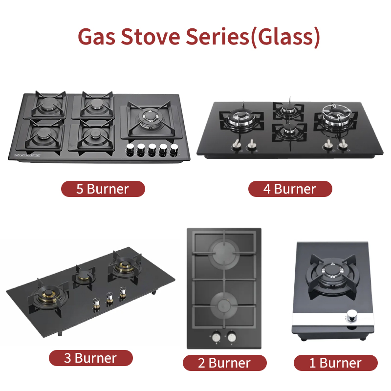 110v 5 Burner Built In Gas Hob With Durable Cast Iron Grates And Sleek Glass Top