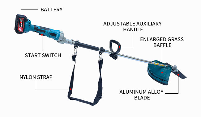 Mowing Tool Portable Lithium Battery Grass Trimmer 1kw Electric Strimmer Cordless