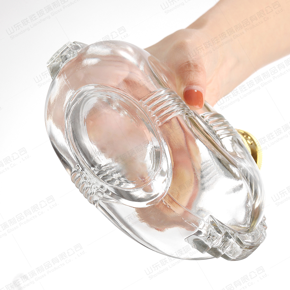 Glass Collar Material Empty Bottles for Beverage Liquor Whiskey Decanter Agave Bottle
